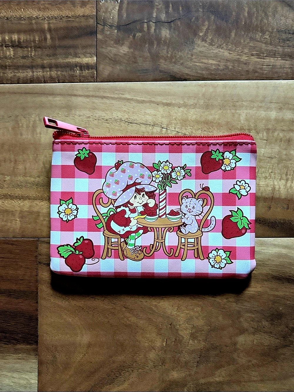 Strawberry Shortcake Gingham Cosmetic Pouch Pink & Red